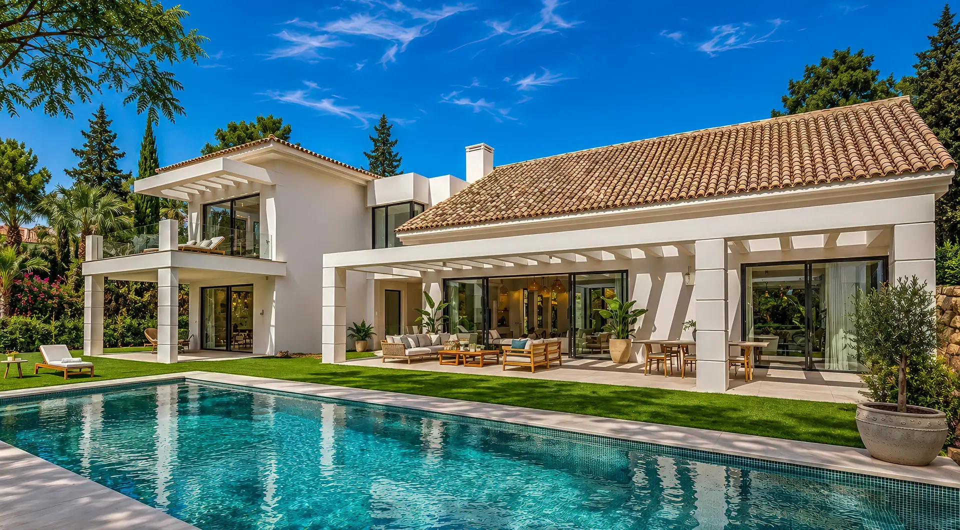 Casa Cascais na sprzedaż – nowoczesna luksusowa willa z prywatnym basenem, tarasem i ogrodem