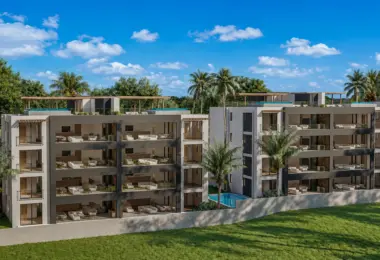 Luksusowy penthouse Grand Baie w nowoczesnym kompleksie z tarasami dachowymi, prywatnymi basenami i tropikalną zielenią