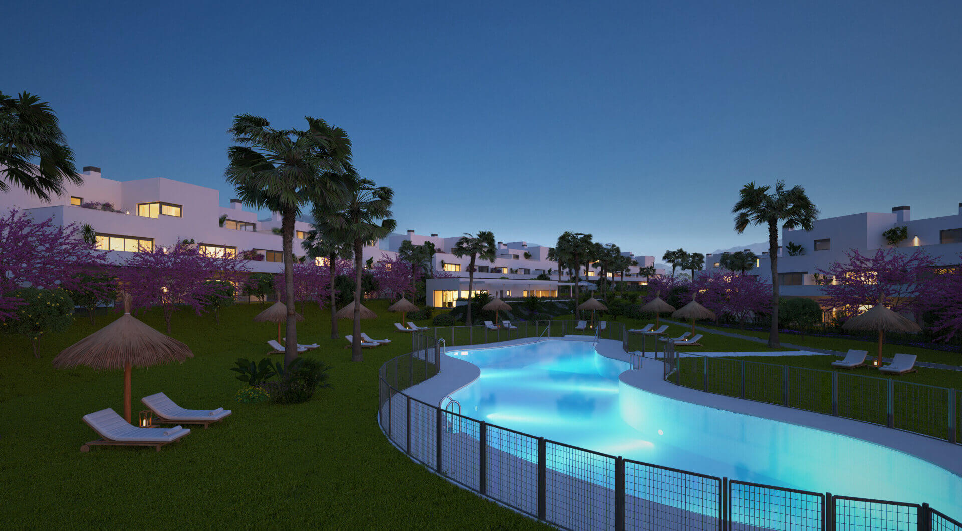 Stylowe, południowo-zachodnie zwrócone dwupokojowe mieszkanie znajduje się w południowo-wschodniej strzeżonej społeczności Acqua Gardens na New Golden Mile, Estepona